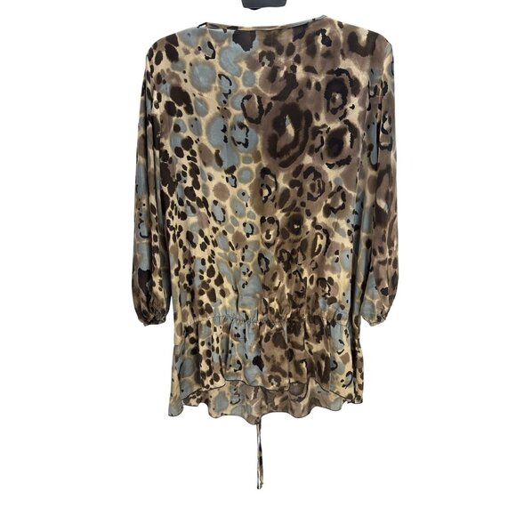 Dressbarn Plus Size 1X Embellished Sheer Animal Print Blouse Chiffon Tunic Top - Picture 6 of 7